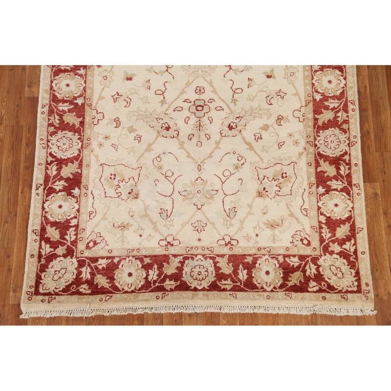 Hand Knotted Oriental 100% Wool Carpet Traditional Floral Beige & Ivories Chobi-Peshawar Area Rug - 11' 2'' X 5' 0''