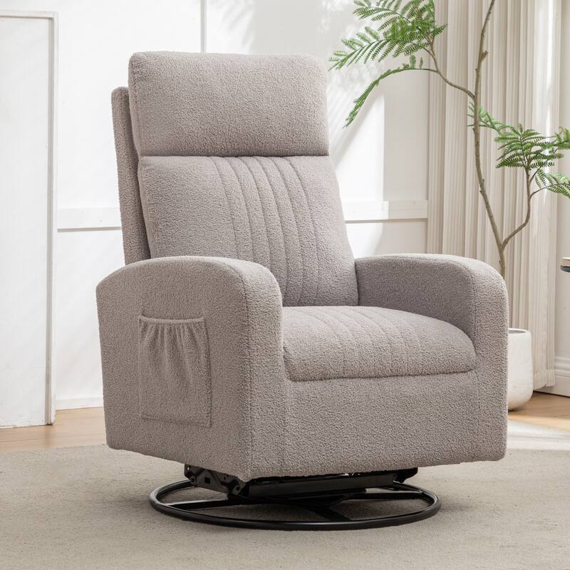 HOMYKA Swivel Glider Rocker Accent Chair for Nursery with Side Pocket
