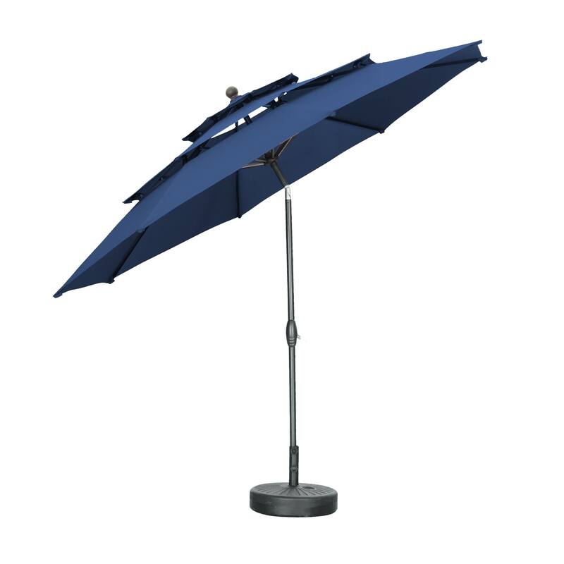 Ainfox 10ft Patio Umbrella 3-tier Outdoor Umbrella with Base