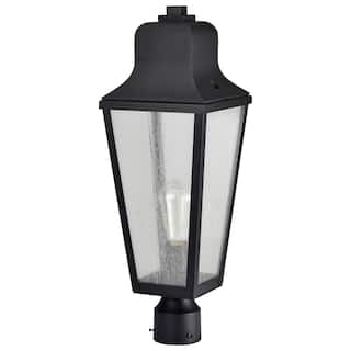 Lawrence 1 Light Post Top Matte Black with Clear Seeded Glass