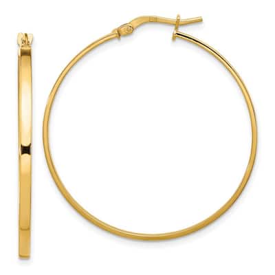 Curata 14k Yellow Gold Polished 35x2mm Domed Hoop Earrings