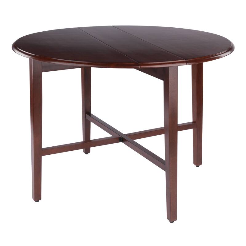 Double Drop Leaf Round Dining Table - 42" - Walnut Brown