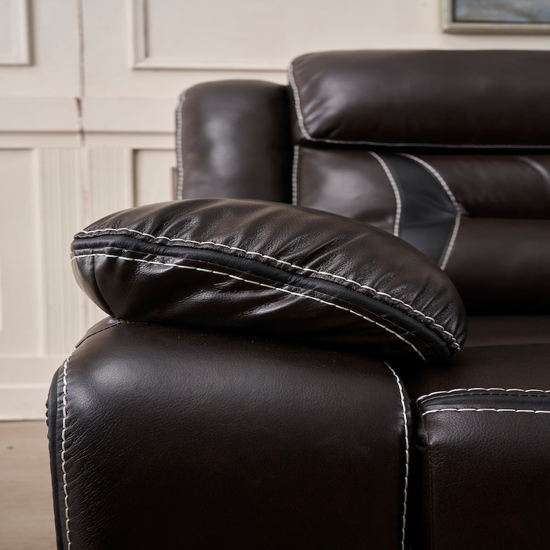 86 Inch Faux Leather Top Arm Reclining Upholstered Sofa - 86" x 40" in.