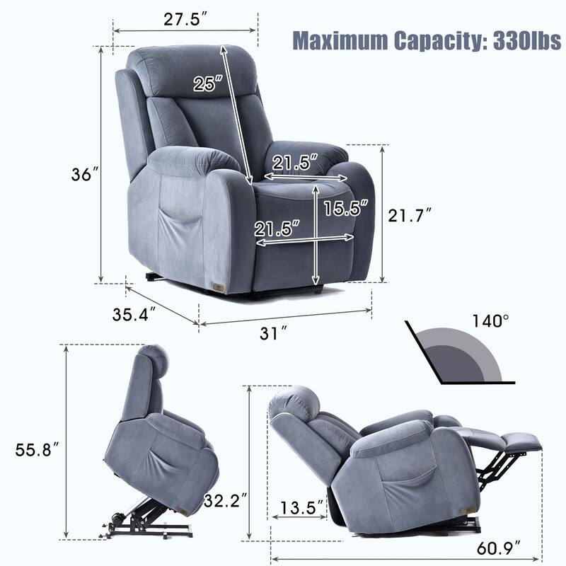 Lift Chair Recliner for Elderly,Power Remote Control Recliner Sofa