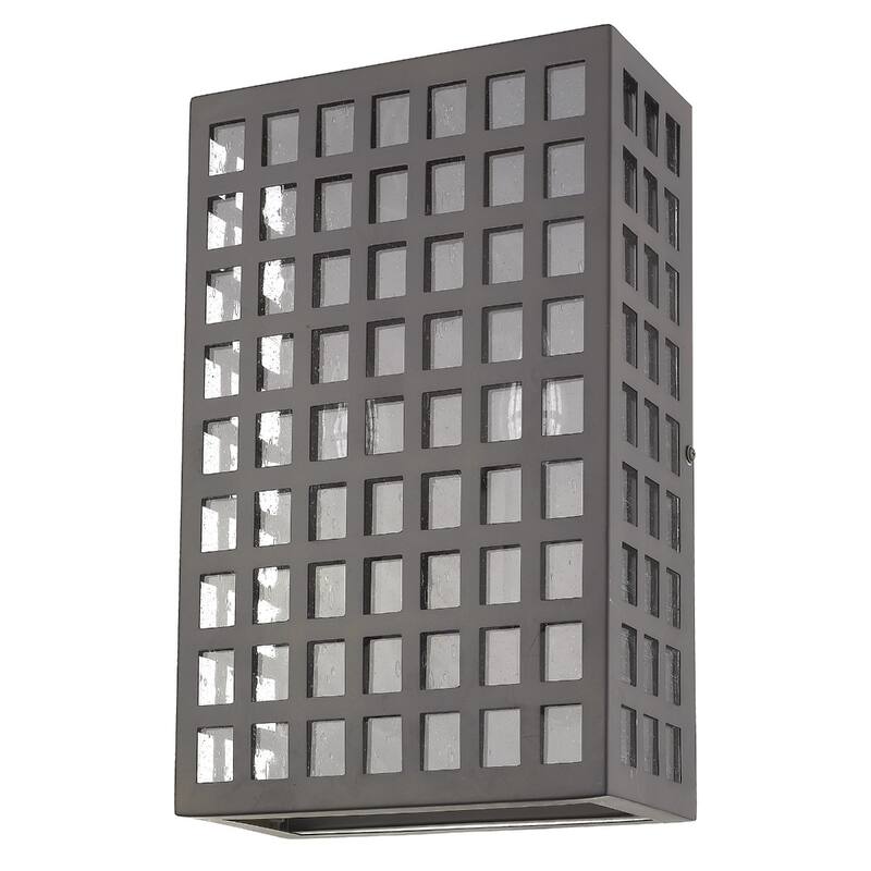 Steel LED Wall Light with Seedy Glass and Flush Mount - 4” x 8” x 13.25” (D x W x H) - Bronze