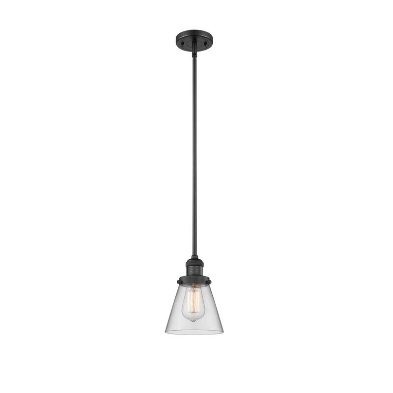 Innovations Lighting Franklin Restoration Cone - 1 Light 6" Stem Hung Mini Pendant - Clear/Matte Black