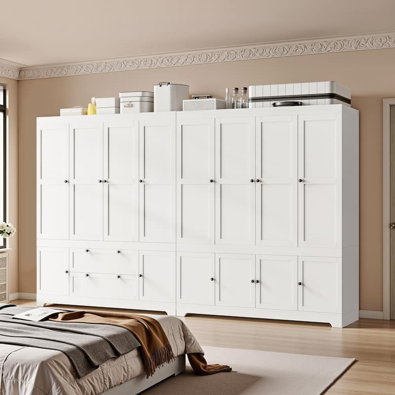 Pocassy 71" H Wardrobe Closet with Drawers with Doors and Storage