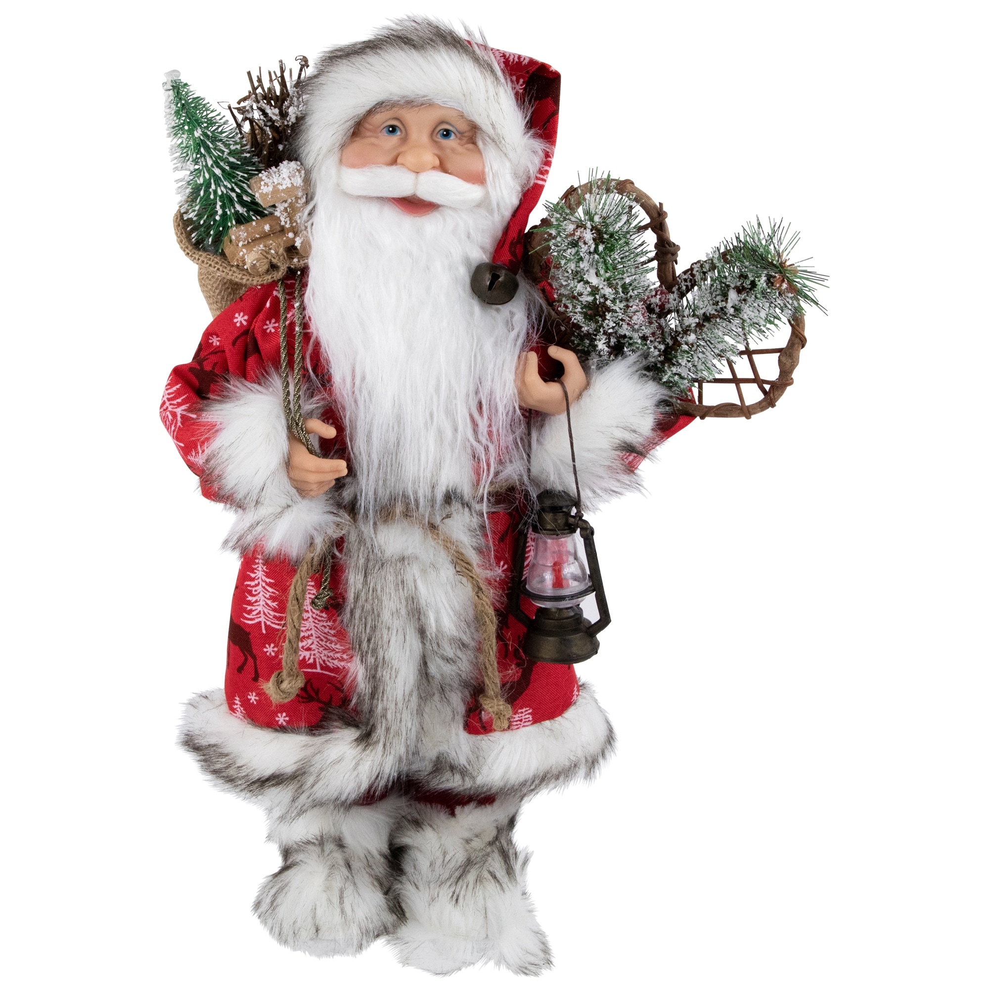 16" Santa Claus with Lantern and Snowshoes Christmas Figure
