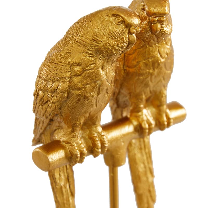 Polystone Parrot Sculpture - Gold - Roche River Decor - 3"W x 3"L x 9"H