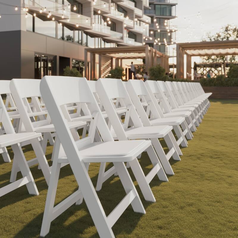 Set of 4 Commercial Resin Folding Event Chairs with Removable Padded Seats - 17.5"W x 18.25"D x 31.25"H