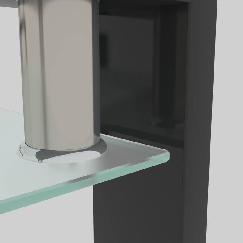 Rectangle Glass Coffee Table with Storage Shelf