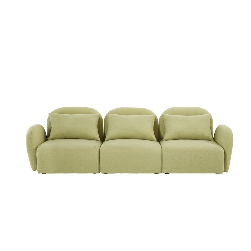 Living Room Furniture Three Seat Lazy Sofa Teddy Fabric White