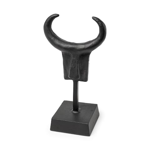Caleb 4L x 5W Black Metal Tribal Figurine - 3.5L x 5.0W x 9.0H