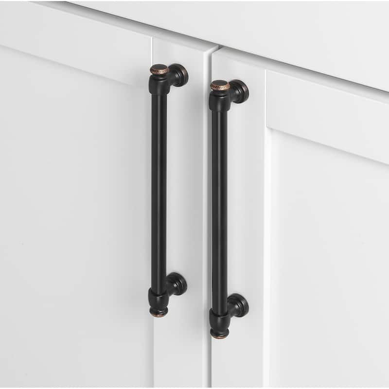 GlideRite 5-Pack 7-5/8 in. CC Classic Oil Rubbed Bronze Euro Bar Pulls - Oil Rubbed Bronze