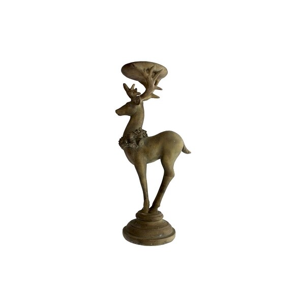 SPC Candle Holder Sm Deer Statuette Pedestal Brn