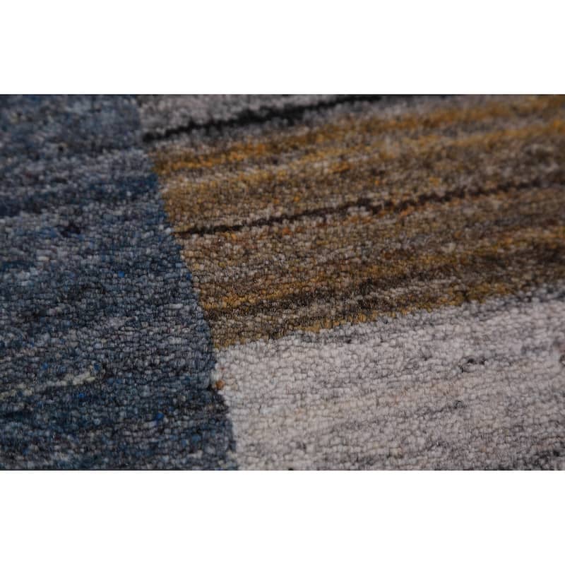 Hand Knotted Oriental 100% Wool Carpet Tribal Tribal Navy Blue & Blues Gabbeh Area Rug - 10' 0'' X 5' 6''