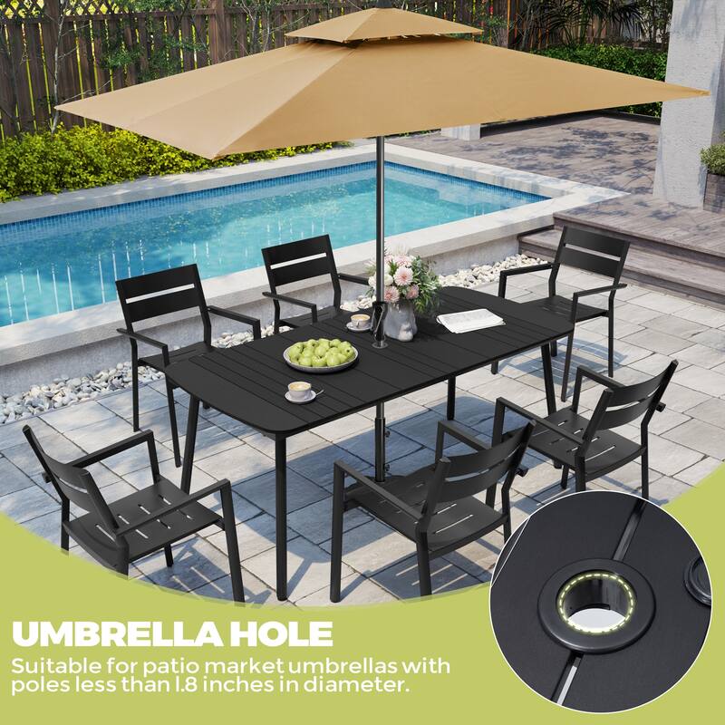 Pellebant Patio Dining Table Rectangular Aluminum Outdoor Table