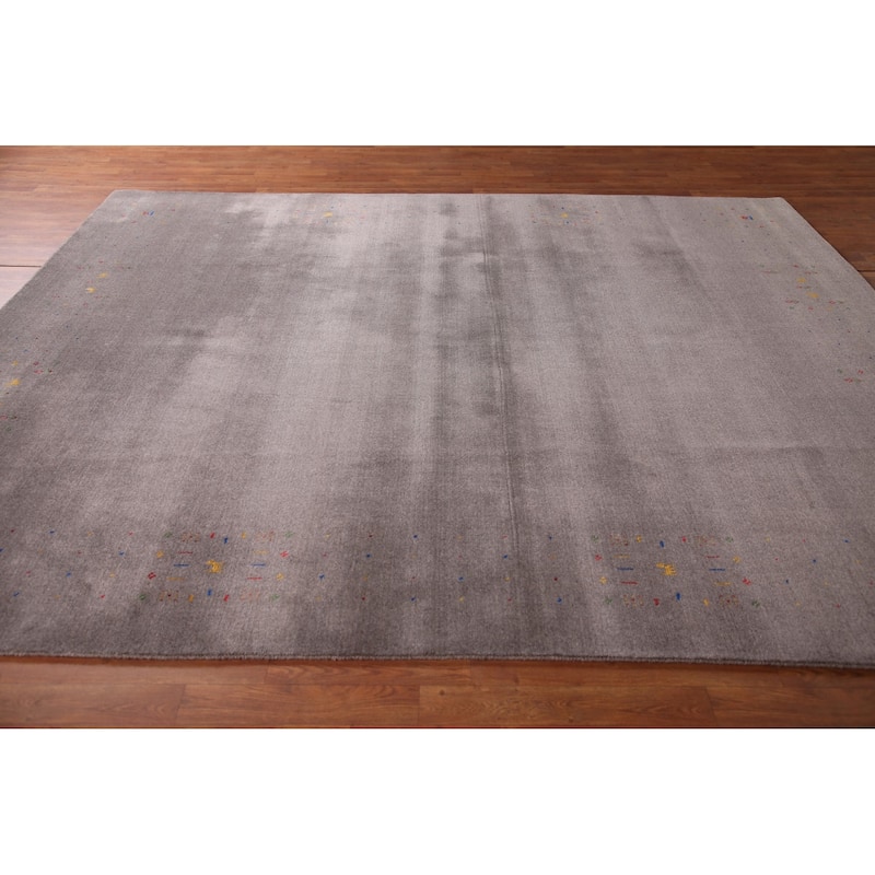 Gray Gabbeh Indian Area Rug Handmade Tribal Wool Carpet - 8'3" x 10'0"