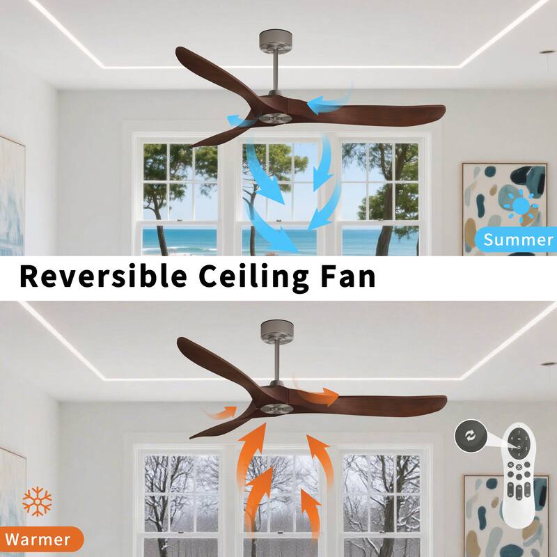 Modland 60-Inch Wood Ceiling Fan with Remote, DC Motor for living room - 60