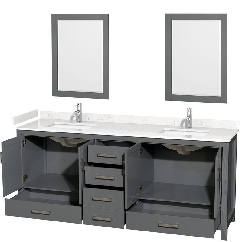 Wyndham Collection Sheffield 80" Double Bathroom Vanity, Carrara