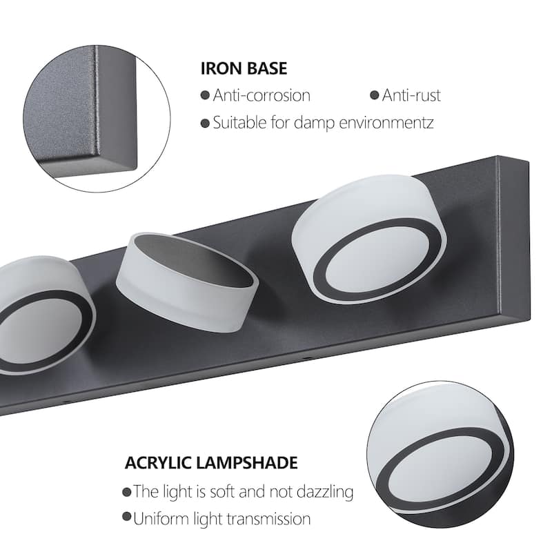 LED Modern Black 5-Light Vanity Lights Fixtures Over Mirror