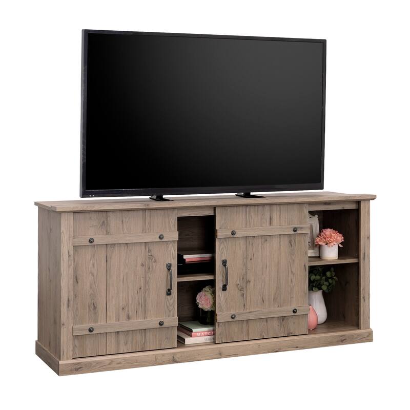 Wood Credenza for TVs up to 70" with Hidden Storage - 62.44" W x 16.77" D x 28.54" H