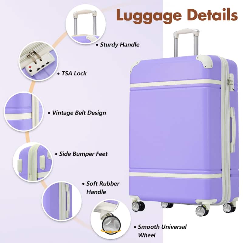 Vintage 28" ABS Hardshell Luggage w/Double Spinner Wheels & TSA Lock