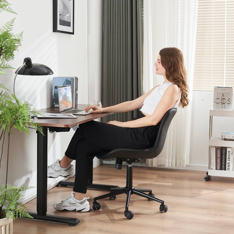 Armless Office Chair Swivel Home Office Desk Chairs with Wheels
