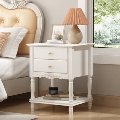 Rustic Farmhouse Accent End Table Nightstand Side Table 2 Colors White/Black