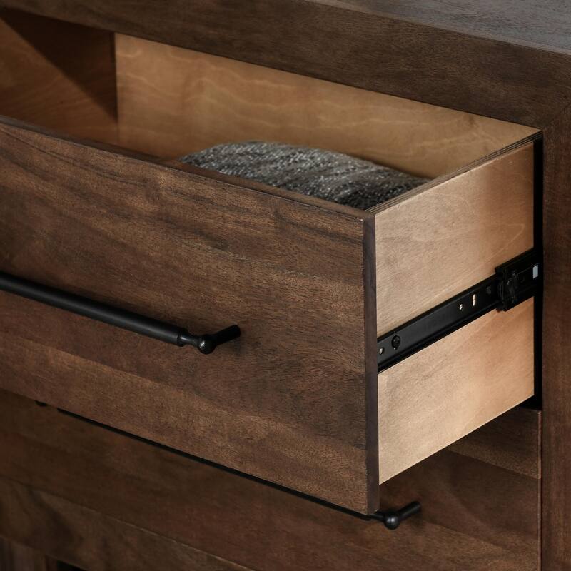 Classic Home Jaxon Two-Drawer Acacia Wood Nightstand in Cocoa Brown