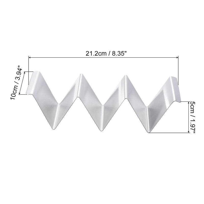 2pcs Stainless Steel Taco Holder with Handle Wave-Shaped Taco Rack Tray - Silver - 3 Pcs