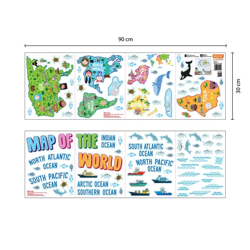 Walplus Map of the World Children Kids Wall Sticker DIY Nursery Decor