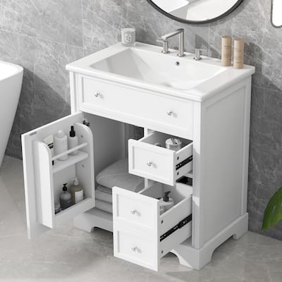 Modern Freestanding Bathroom Vanity with One Cabinet, Two Drawers, and Painted Finish - 30in L