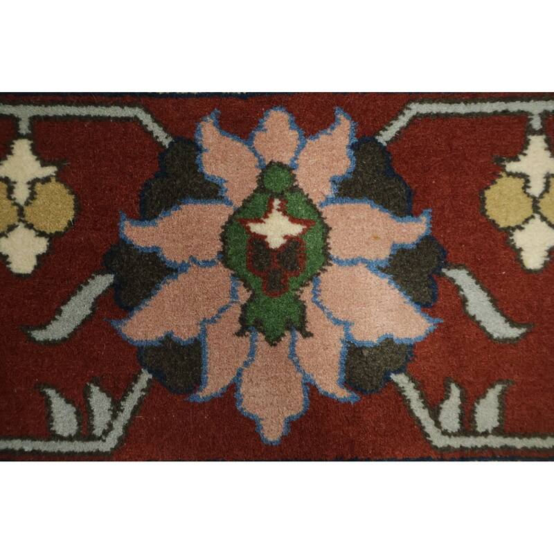 Hand Knotted Oriental 100% Wool Carpet Traditional All-Over Navy Blue & Blues Agra Area Rug - 9' 1'' X 6' 1''