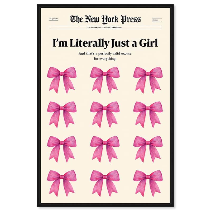 I'm Literally Just a Girl Canvas by Art Remedy - Black - 30" x 45"