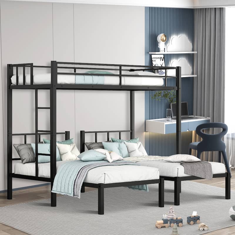 Metal Triple Bunk Bed, Space-Saving Bed Frame