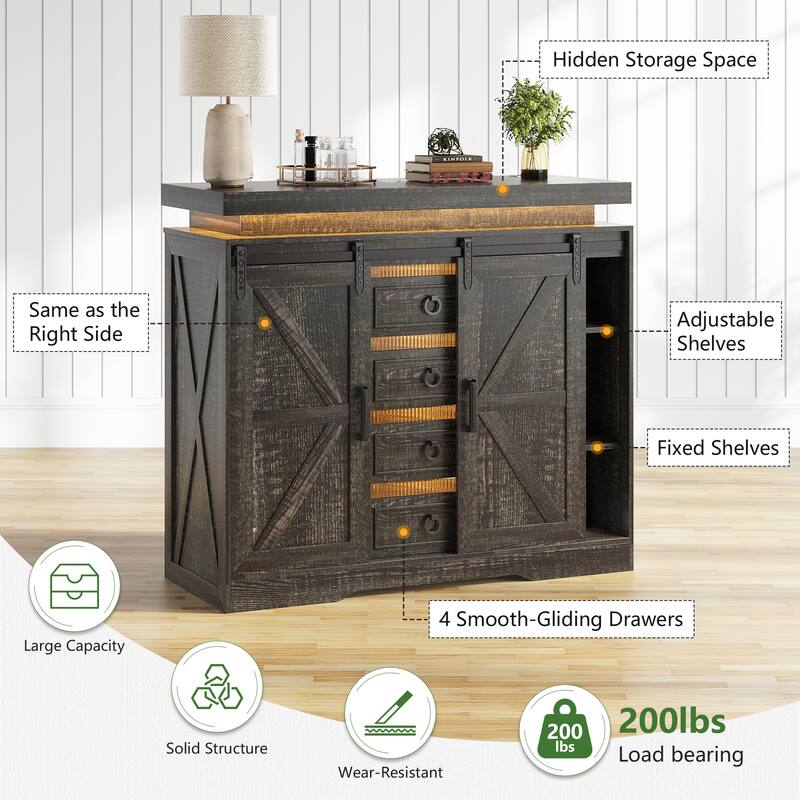 Sideboard With Hidden Gun Lock And Led Lights