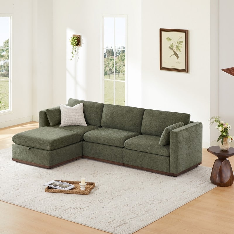 Donna Oversized Modular Sectional Fabric Sofa with Upgraded Wood Base