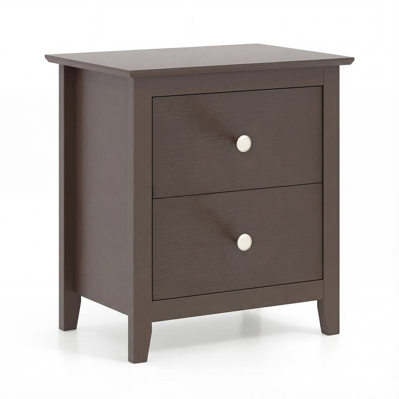 Gymax Modern Nightstand w/ Storage 2 Drawers & Support Legs for