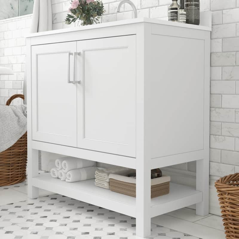 Bathroom Vanity with Undermount Sink and Open Storage Shelf
