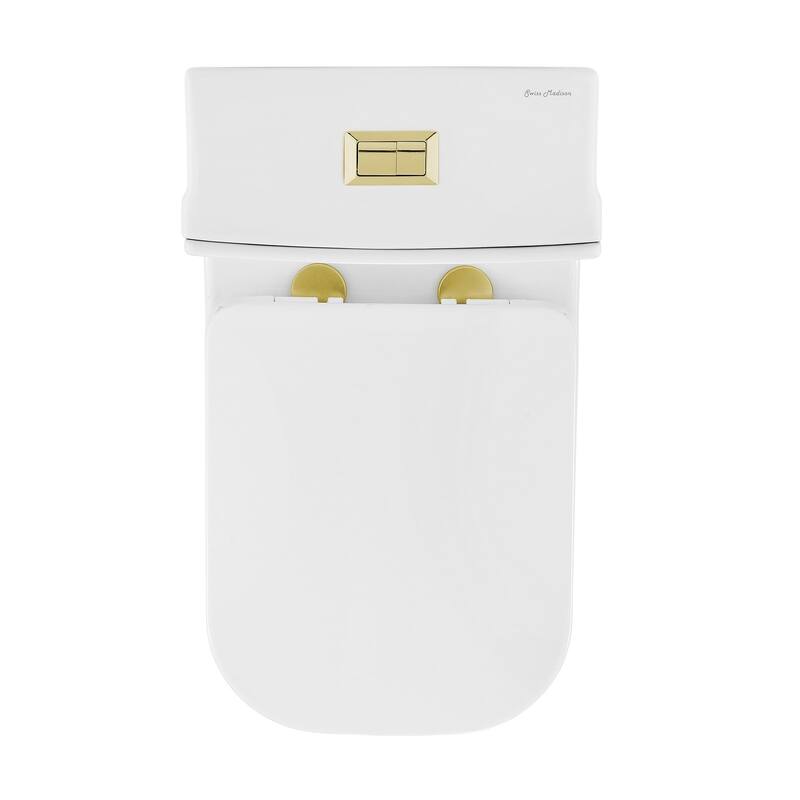 Concorde One Piece Square Toilet Dual Flush, Black Hardware 1.1/1.6 gpf - Hardware Gold