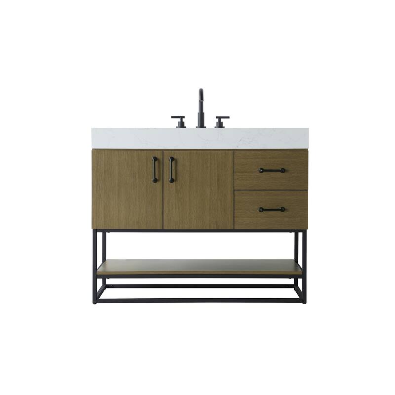 Elegant Lighting VF29242 Caroline 42" Free Standing Single Basin - Chestnut Brown