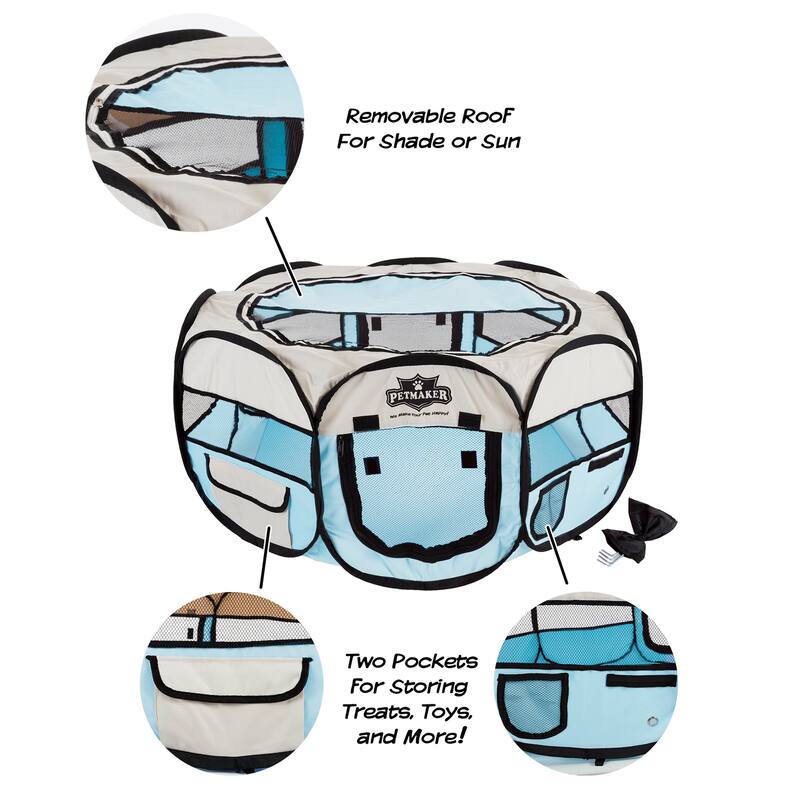Petmaker Portable Pet Playpen - Pop-Up Dog Kennel with Carry Bag