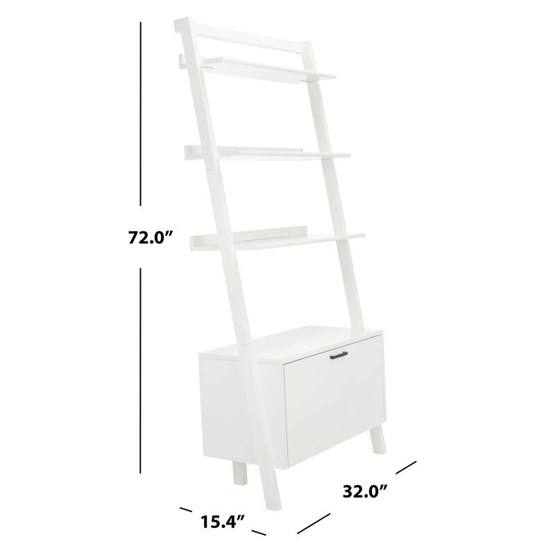 SAFAVIEH Fadime Natural/Charcoal 3-Shelf 1 Door Etagere - 32" W x 15.4" L x 72" H - 32Wx15Dx72H
