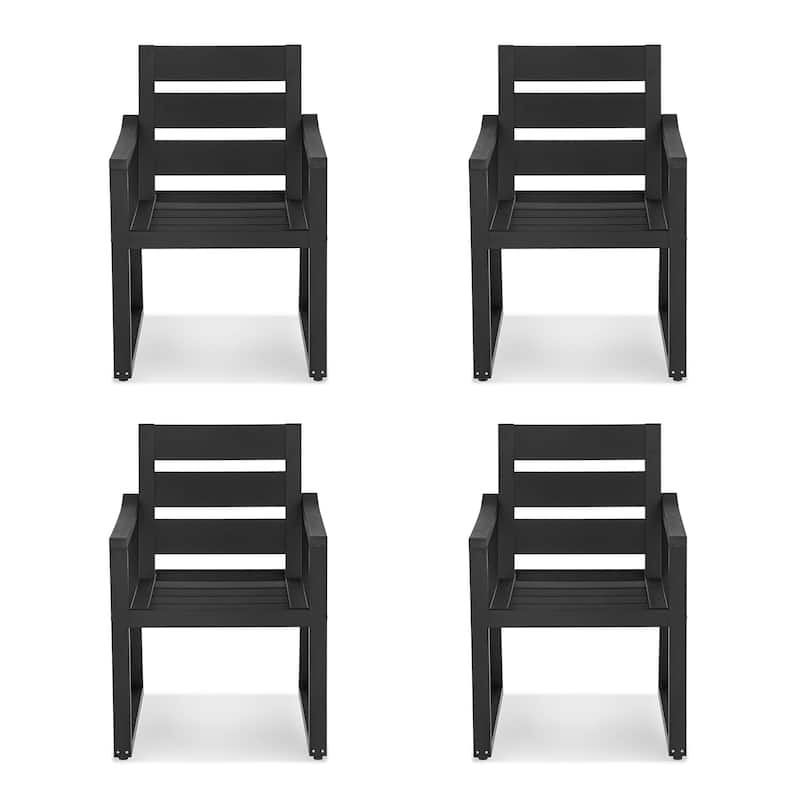 5-Piece HDPS Rectangular Patio Dining Set with Slatted Table Top and outdoor Armchairs - 23.6"D x 24.6"W x 34.6"H