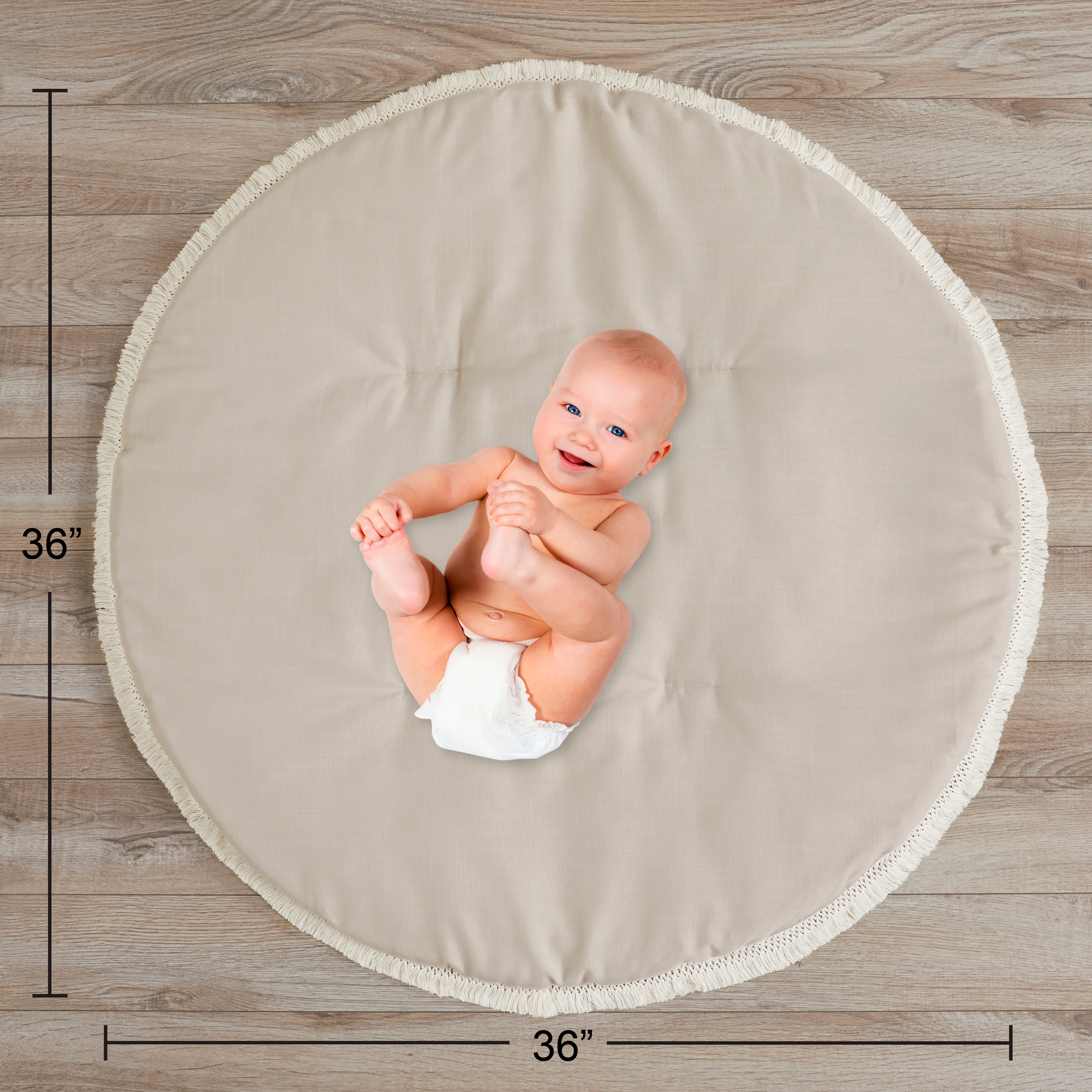 Boho Bohemian Boy Girl Baby Tummy Time Playmat Solid Taupe Beige