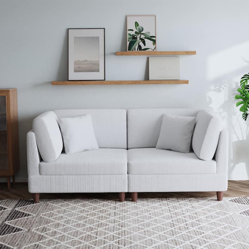 2-Piece Corduroy Loveseat Modular Sectional Sofa