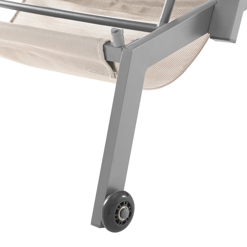 Corvus Sorrento Outdoor Sling Fabric Adjustable Chaise Lounge with Arms
