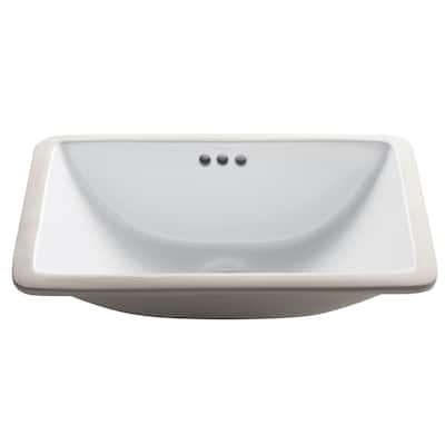 Kraus Elavo 21 in Rectangle Porcelain Ceramic Undermount Bathroom Sink