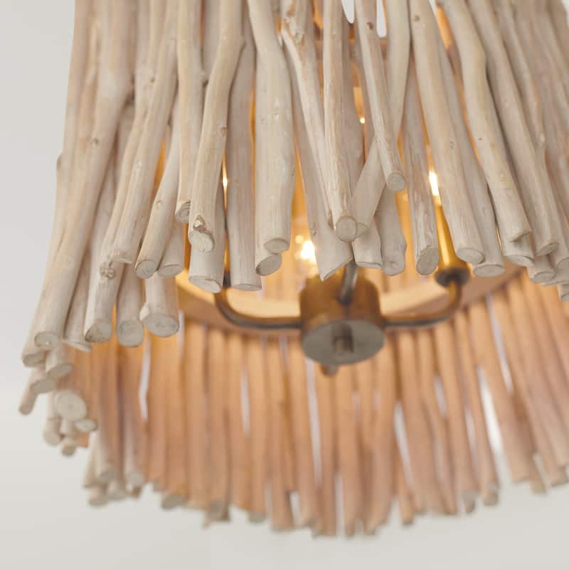 Cara 4-light Brushed Pewter Medium Pendant w/ Handcrafted Eucalyptus